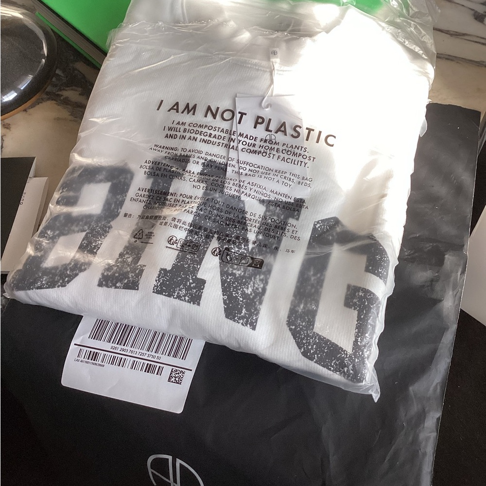 Anine Bing White Graphic Tee with Black Print